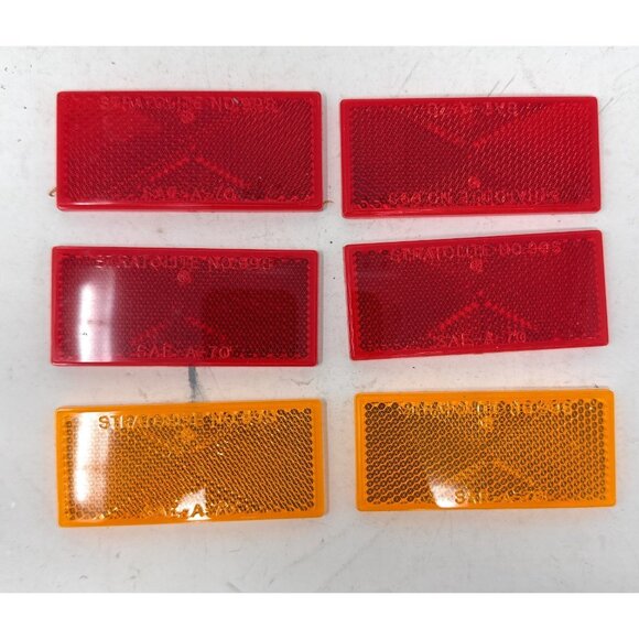 Harley NOS 59261-77 Reflector Set Red Amber SAE-A-70 Stratolite No. 99S 3x1 inch - Picture 1 of 2